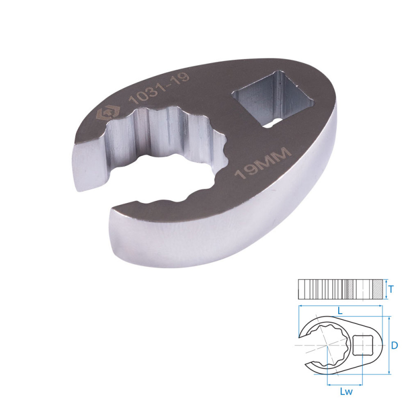 KING TONY Ключ разрезной (воронья лапка) 19 мм, 3/8" 1031-19R
