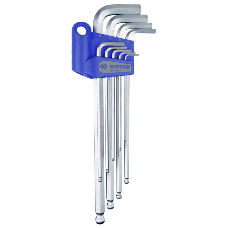 KING TONY Набор Г-образных шестигранников 1,5-10 мм, с шаровым окончанием, 9 предметов  20109MR