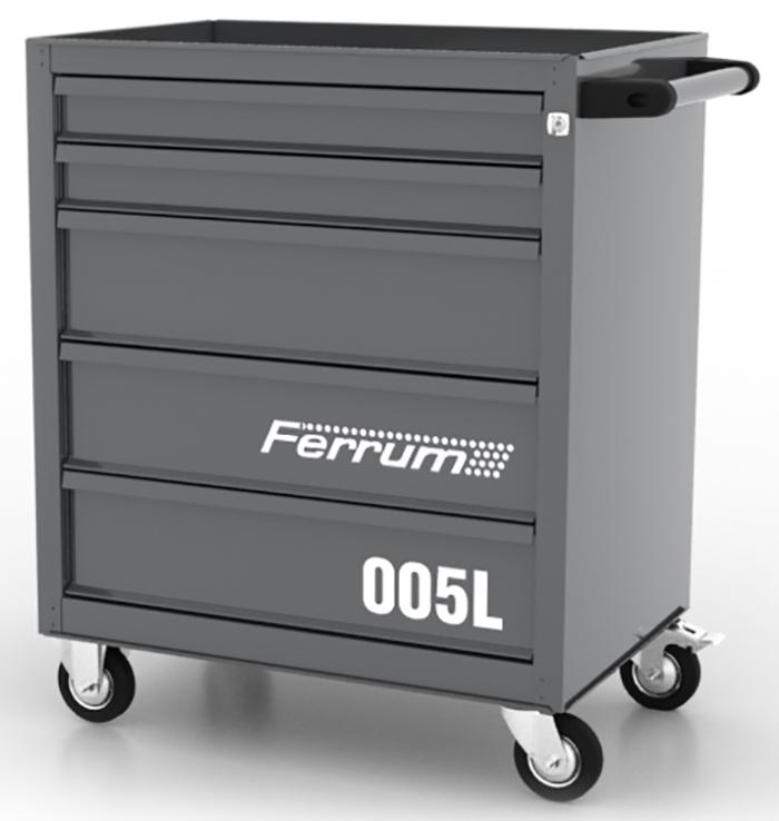 Тележка инструментальная с 5 ящиками (Серая) FERRUM 02.005L-9007