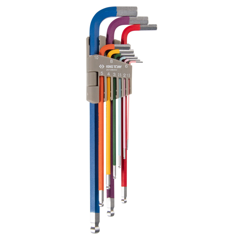 KING TONY Набор Г-образных шестигранников 1,5-10 мм, с шаровым окончанием, 9 предметов 20109MW