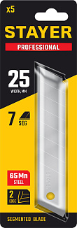 Лезвия STAYER "PROFI" сегментированные, 5шт, 25мм