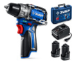 Дрель-шуруповерт,КОМПАКТ #3, 12 В, 45 Н·м, 2 АКБ тип Т7 (2 А·ч) BRUSHLESS, кейс ЗУБР DB-121-22